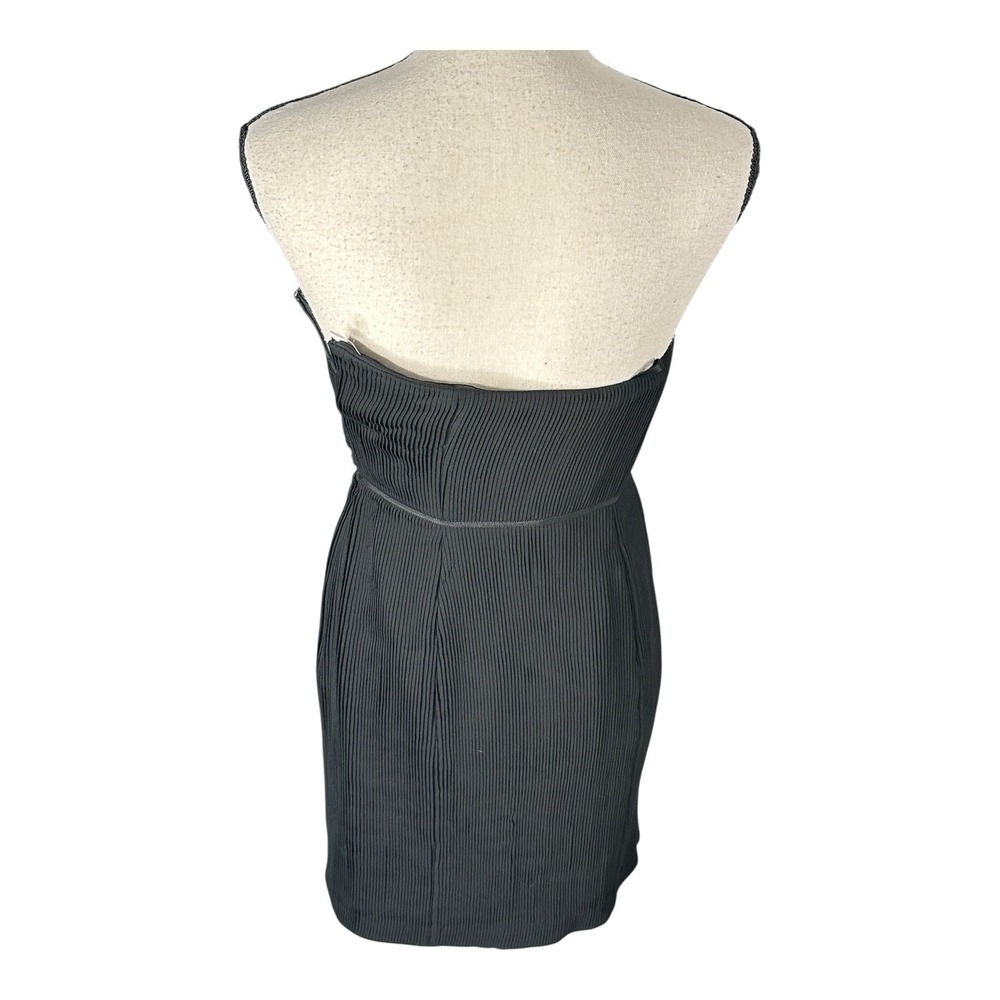 ADAM By Adam Lippes Black Silk Strapless Plisse Pleats Cocktail Dress Size 4 - Picture 6 of 16